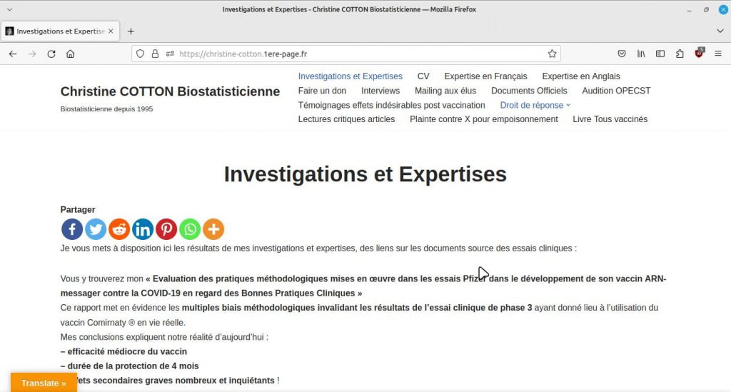 Exemple de site internet Christine Cotton