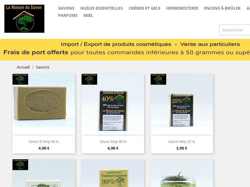 Exemple de site e-commerce La Maison du Savon de France