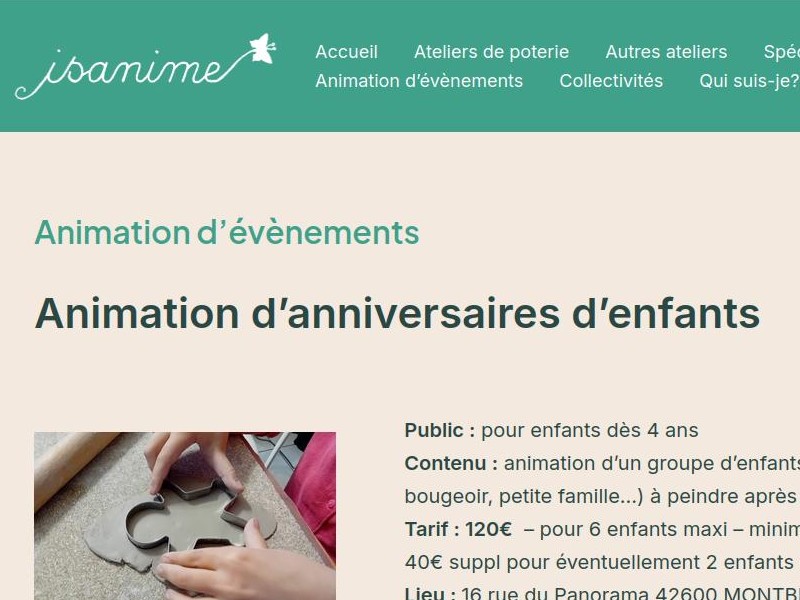 Capture d'écran du site ISANIME