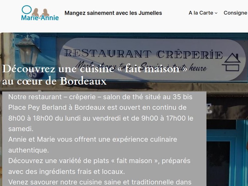 Capture d'écran du site Restaurant O Marie Annie