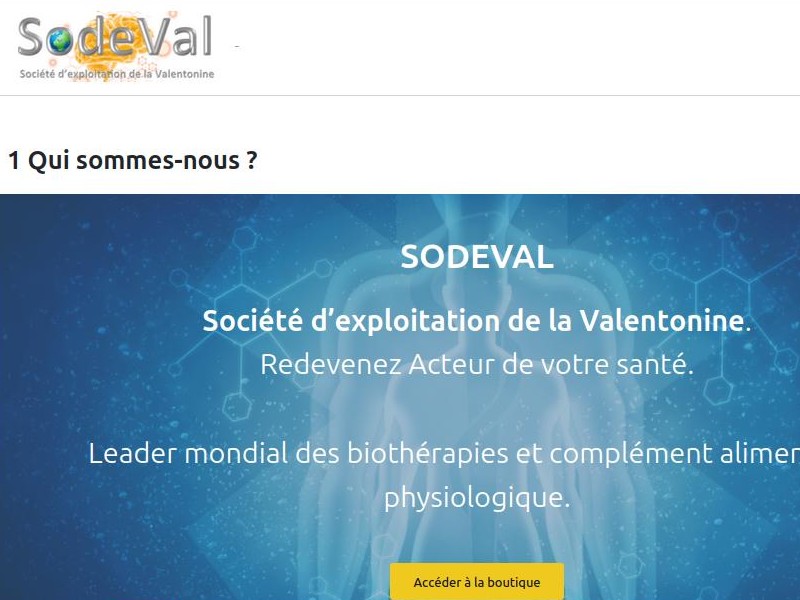 Capture d'écran de la boutique SODEVAL